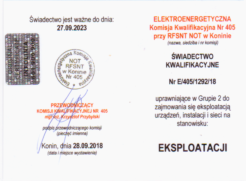Kwalifikacje Energetyczne Grupy II
